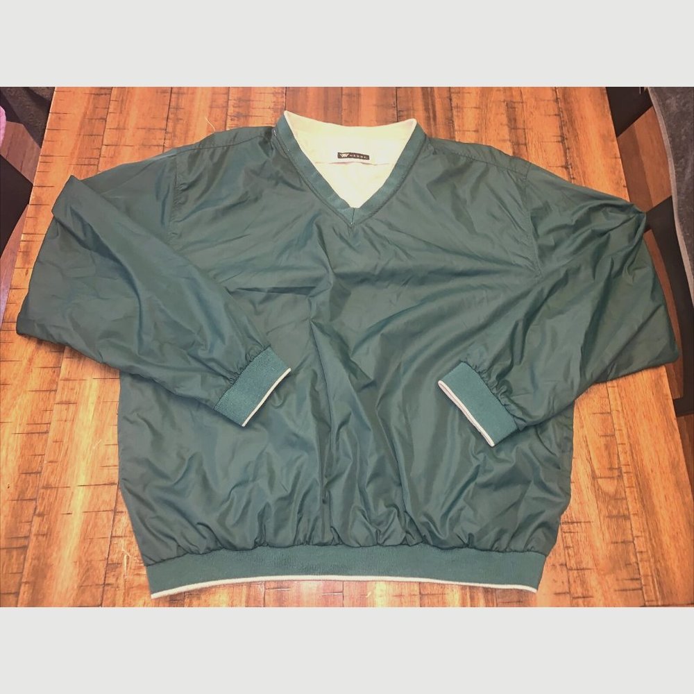 Vtg Wedge Golf Sweater Pullover Xl Green Tan Retro Classic Weather Resistant